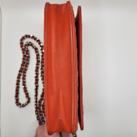 CHANEL RARE Orange Diamond Wild Stitch Lambskin WOC Crossbody - Picture 7 of 13